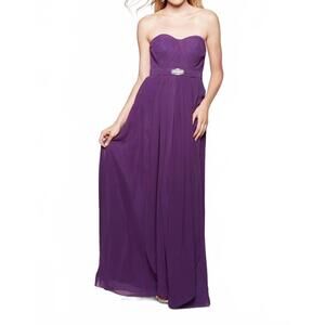 NEW MILANO FORMALS strapless chiffon dress in purple